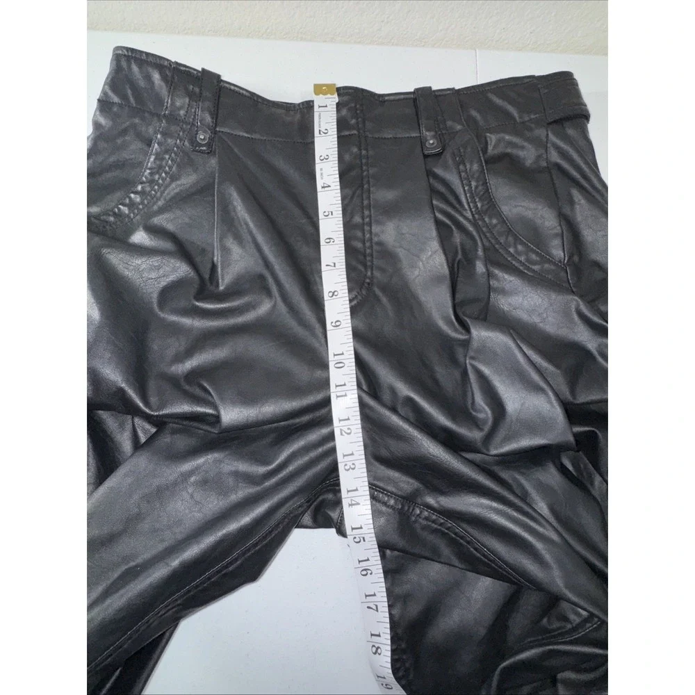 We The Free Vegan Afton Trouser Size 14 Black Faux Leather Wide Leg Jeans Goth
